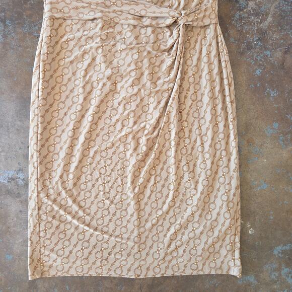 Lauren Ralph Lauren Chain-Print Buckle-Trim Jersey Dress Size 16 LaNWT Old Money - Picture 6 of 11